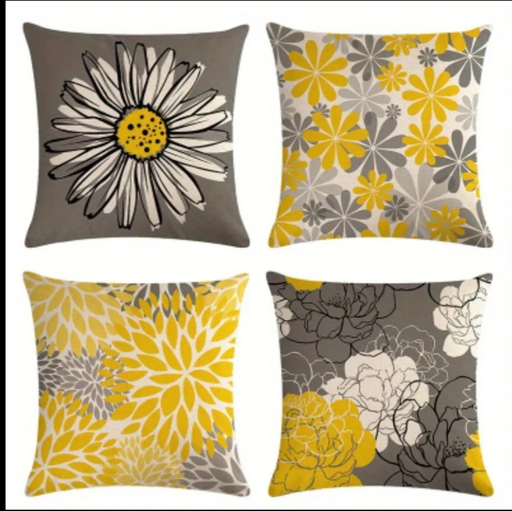 Yellow and Grey Pillow Case bundle